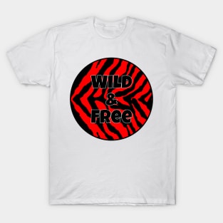 Red and Black Striped Animal Print Pattern - Zebra Print - Wild and Free T-Shirt